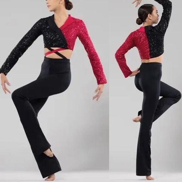 Weissman elite dance costume red black tux jumpsuit Do What I Do 14806 SA adult - Picture 1 of 11